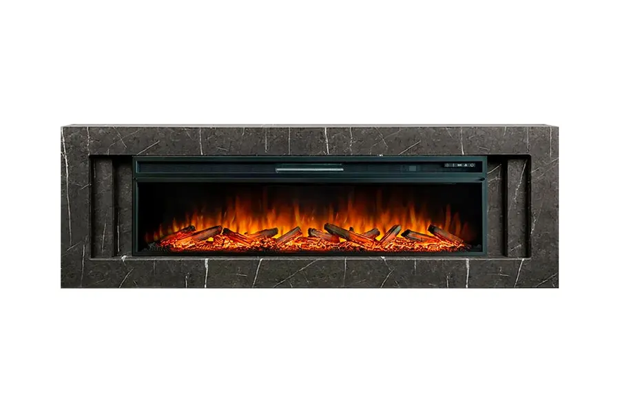 Каминокомплект Line 60 SFT Stone Touch - Серый мрамор с очагом Vision 60 LOG LED — фото 1 из 3
