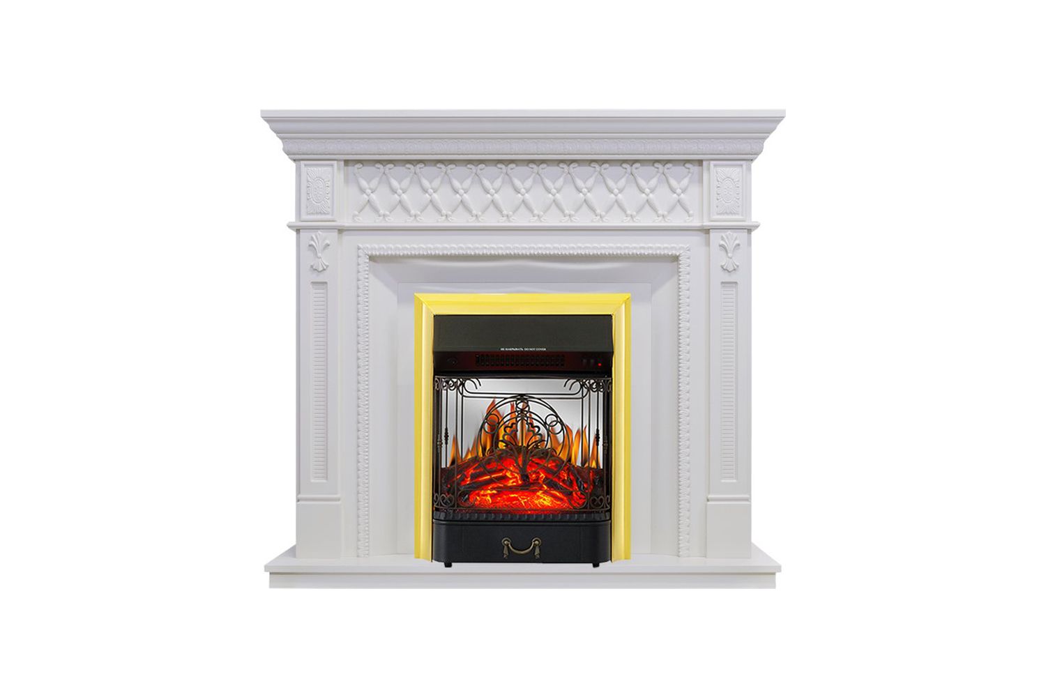 Каминокомплект Alexandria  Белый с очагом Majestic FX M Brass