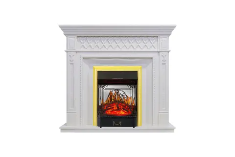 Каминокомплект Alexandria  Белый с очагом Majestic FX M Brass
