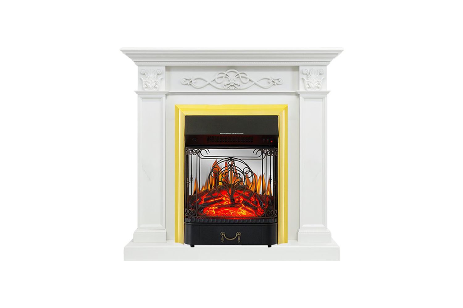 Каминокомплект Verona Белый дуб с очагом Majestic FX M Brass