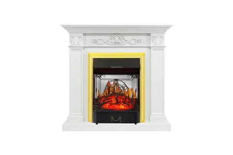 Каминокомплект Verona Белый дуб с очагом Majestic FX M Brass
