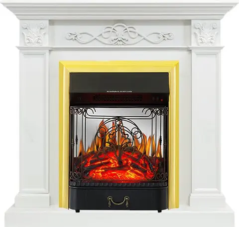 Каминокомплект Verona Белый дуб с очагом Majestic FX M Brass