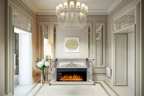 Каминокомплект Windsor 60 Слоновая кость с очагом Vision 60 LOG LED