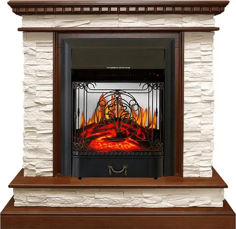 Каминокомплект Calgary Дуб с очагом Majestic FX M Black