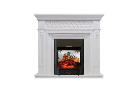 Каминокомплект Alexandria  Белый с очагом Majestic FX M Black