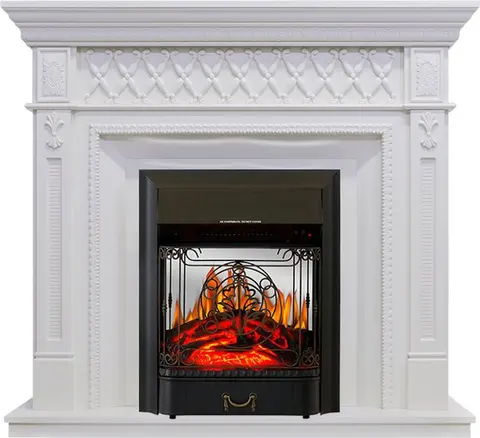 Каминокомплект Alexandria Белый с очагом Majestic FX M Black
