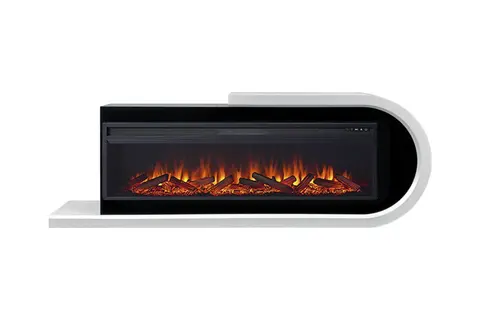 Каминокомплект Basel R  Белый с черным с очагом Vision 60 LOG LED