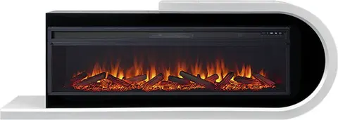 Каминокомплект Basel R Белый с черным с очагом Vision 60 LOG LED