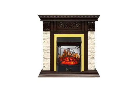 Каминокомплект Luxemburg Темный дуб с очагом Majestic FX M Brass