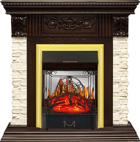 Каминокомплект Luxemburg Темный дуб с очагом Majestic FX M Brass