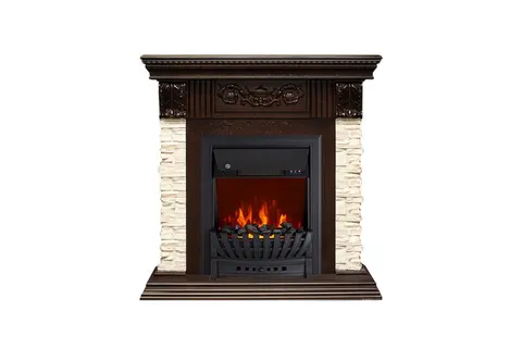 Каминокомплект Luxemburg Темный дуб с очагом Aspen Black