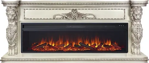 Каминокомплект Windsor 60 Слоновая кость с очагом Vision 60 LOG LED