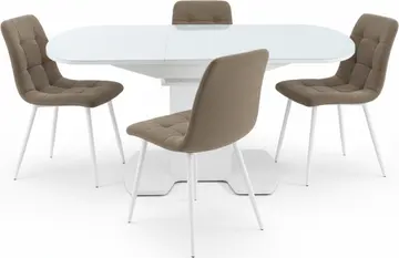 Стол Корсика OptiWhite/ Стул Чили Бренди латте белый