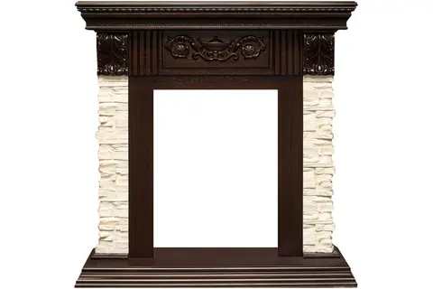 Каминокомплект Luxemburg Cлоновая кость с очагом Fobos FX M Black