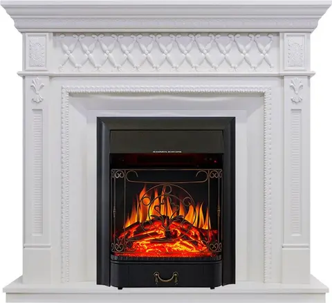 Каминокомплект Alexandria Белый дуб с очагом Majestic FX Black
