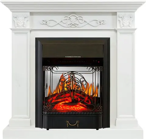 Каминокомплект Verona Белый дуб с очагом Majestic FX M Black