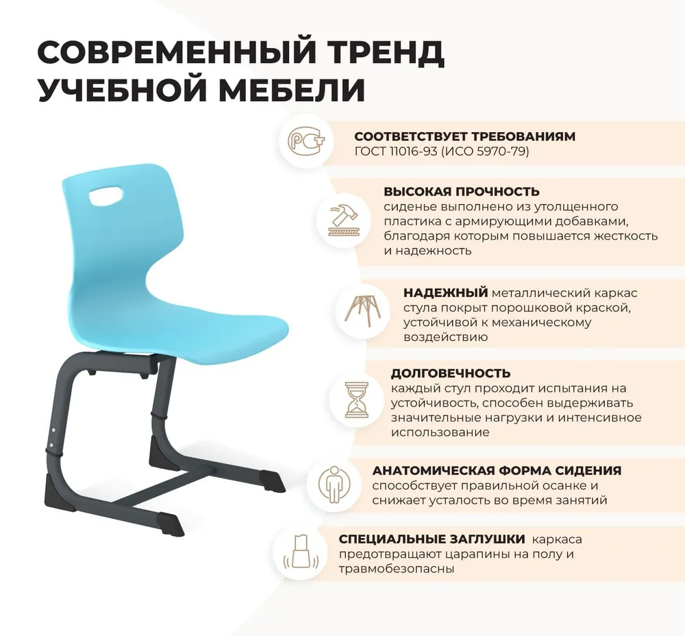 Стул ученический SHT-S-TN22/5-7 белый/антрацит: фото 1 из описания