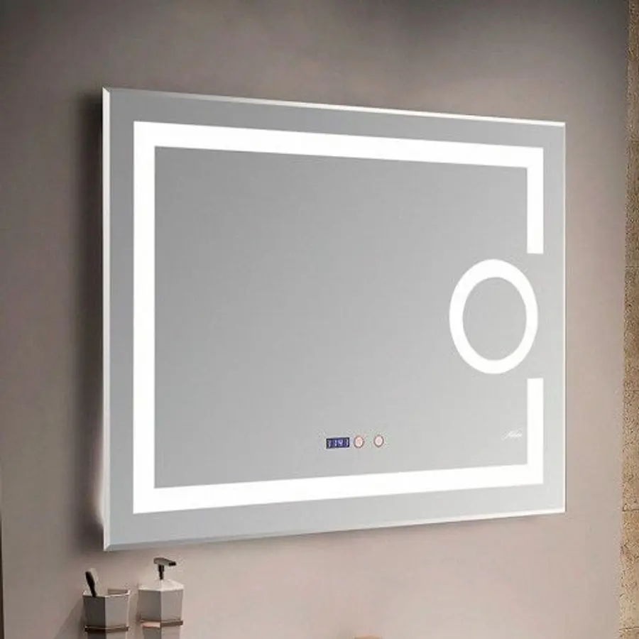 Зеркало с LED-подсветкой MELANA-8060 подогрев, часы, косметическое зеркало (MLN-LED090-1) — фото 1 из 3