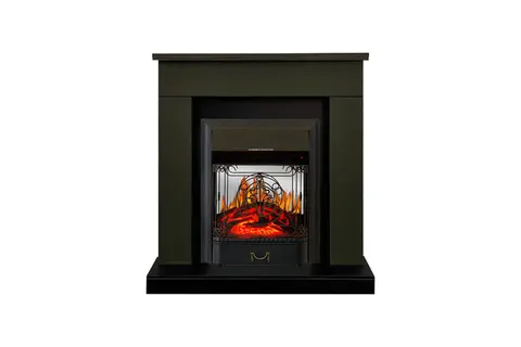Каминокомплект Bergen Темная олива с очагом Majestic FX M Black