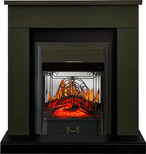 Каминокомплект Bergen Темная олива с очагом Majestic FX M Black