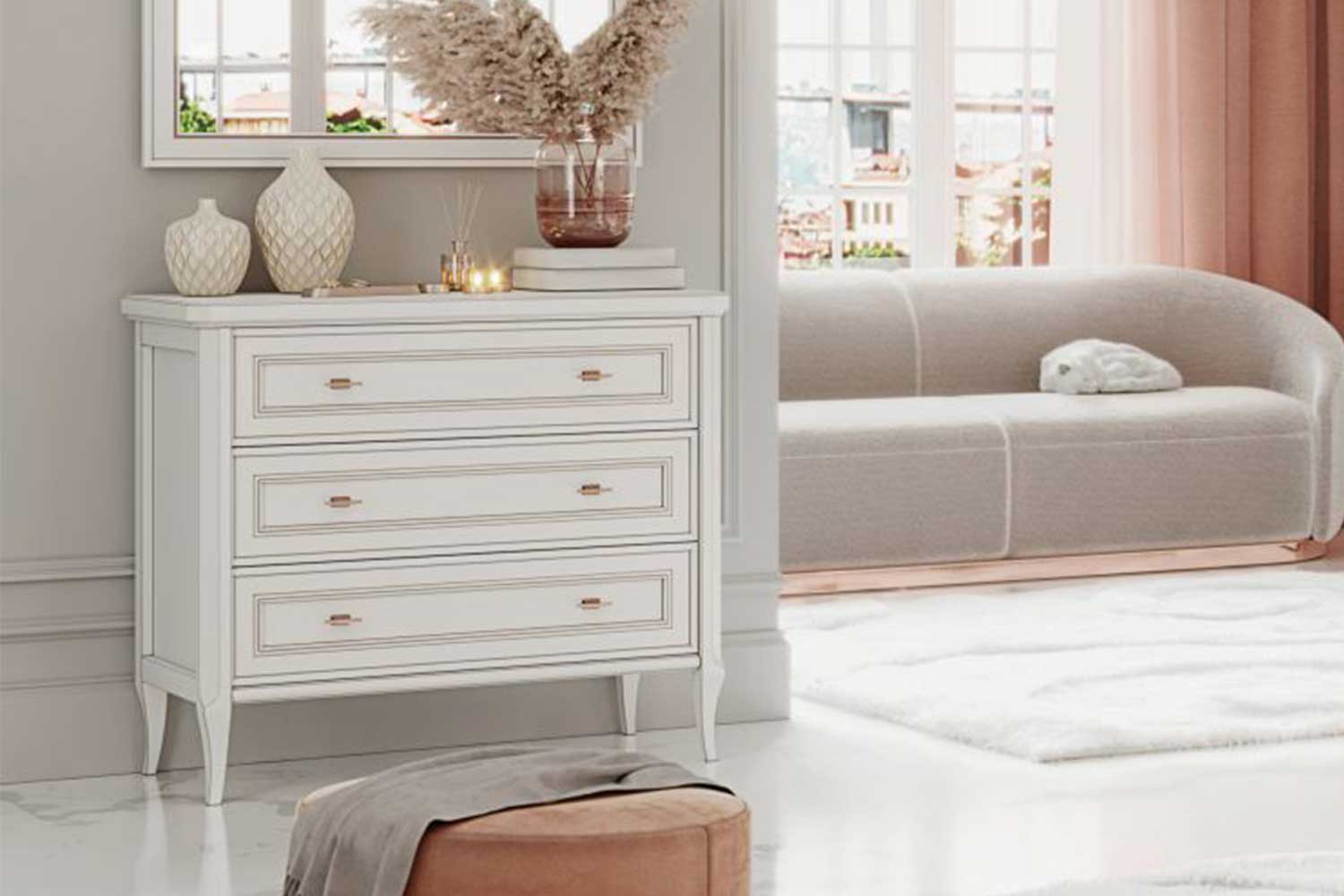 Комод Онтарио ОН-100.03 Бело-серый