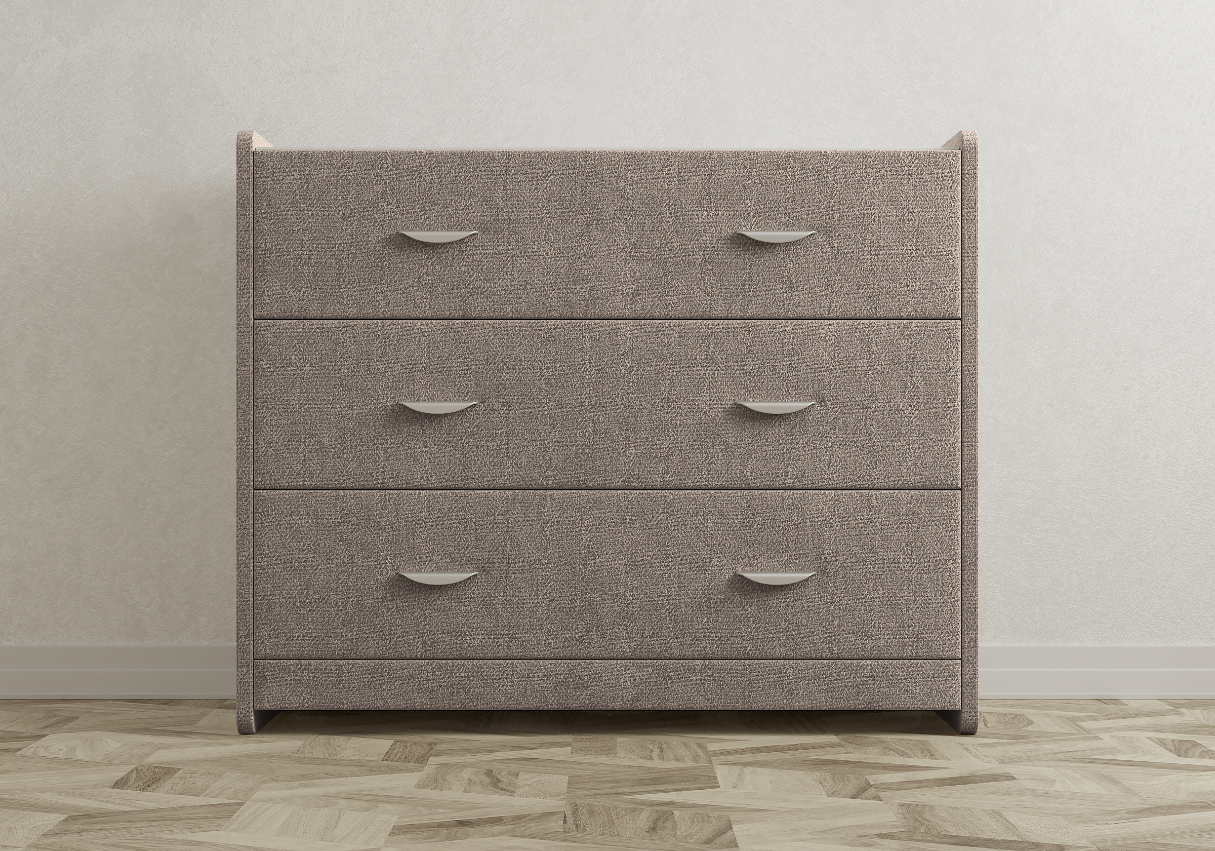 Комод Люкс 3 ящика (Микровелюр светло-серый