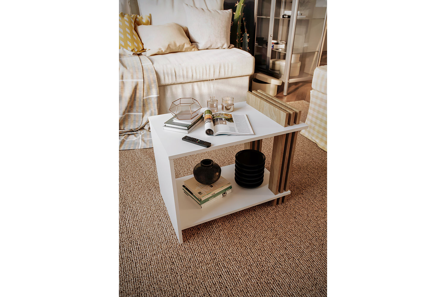 Стол журнальный Троя-520.01 Белый+Швейцарский вяз