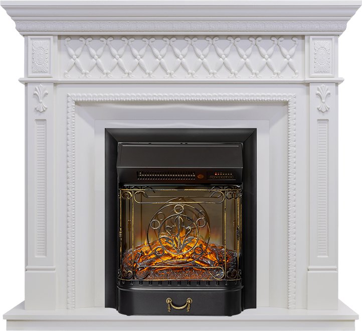 Каминокомплект Alexandria STD (бьянко белый) + MAJESTIC-S LUX B Каминокомплект Alexandria STD (бьянко белый) + MAJESTIC-S LUX B