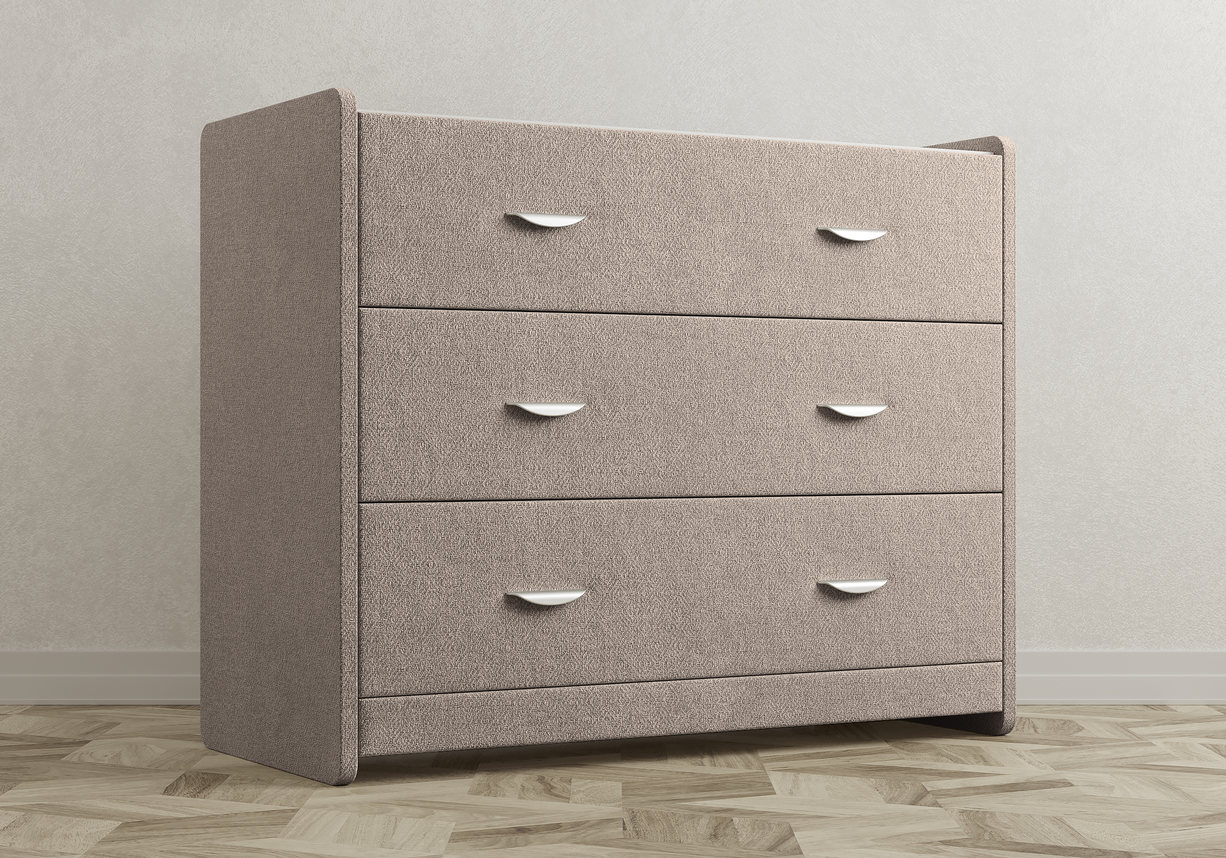 Комод Люкс 3 ящика (Микровелюр светло-серый