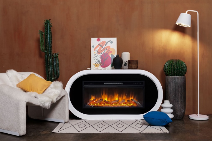 Каминокомплект Ellipse - Белый с черным с очагом Vision 42 LOG LED