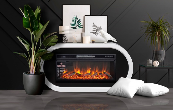 Каминокомплект Ellipse - Белый с черным с очагом Vision 42 LOG LED