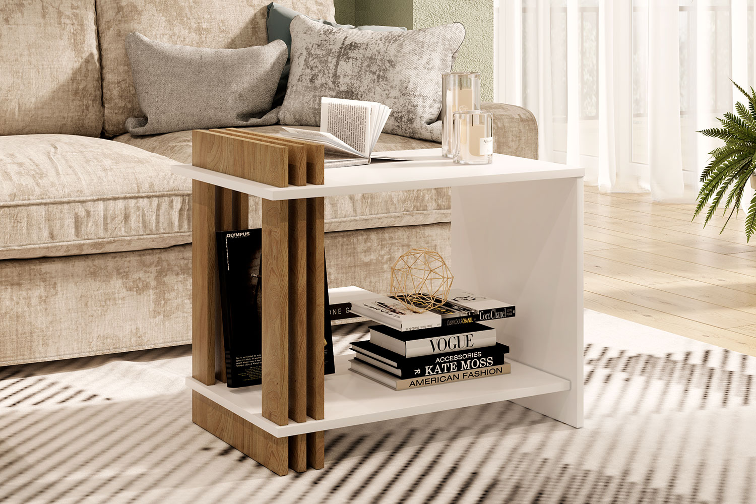 Стол журнальный Троя-520.01 Белый+Швейцарский вяз