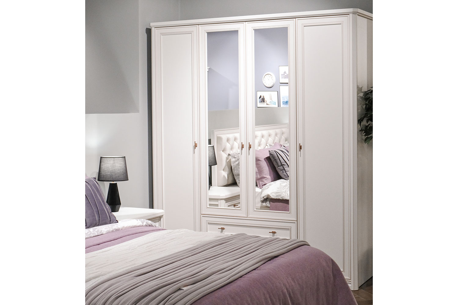 Шкаф Онтарио ОН-183.04 Бело-серый