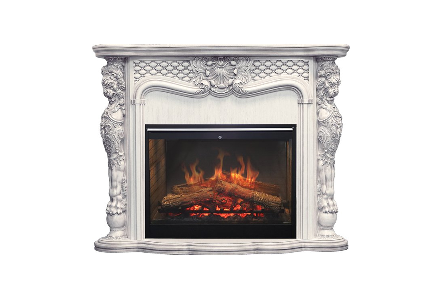 Каминокомплект Castle Слоновая кость с патиной с очагом 3020-INT Symphony 30 с пультом