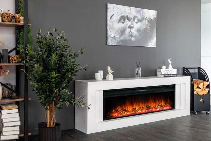 Каминокомплект Line 60 SFT Stone Touch - Серый мрамор с очагом Vision 60 LOG LED