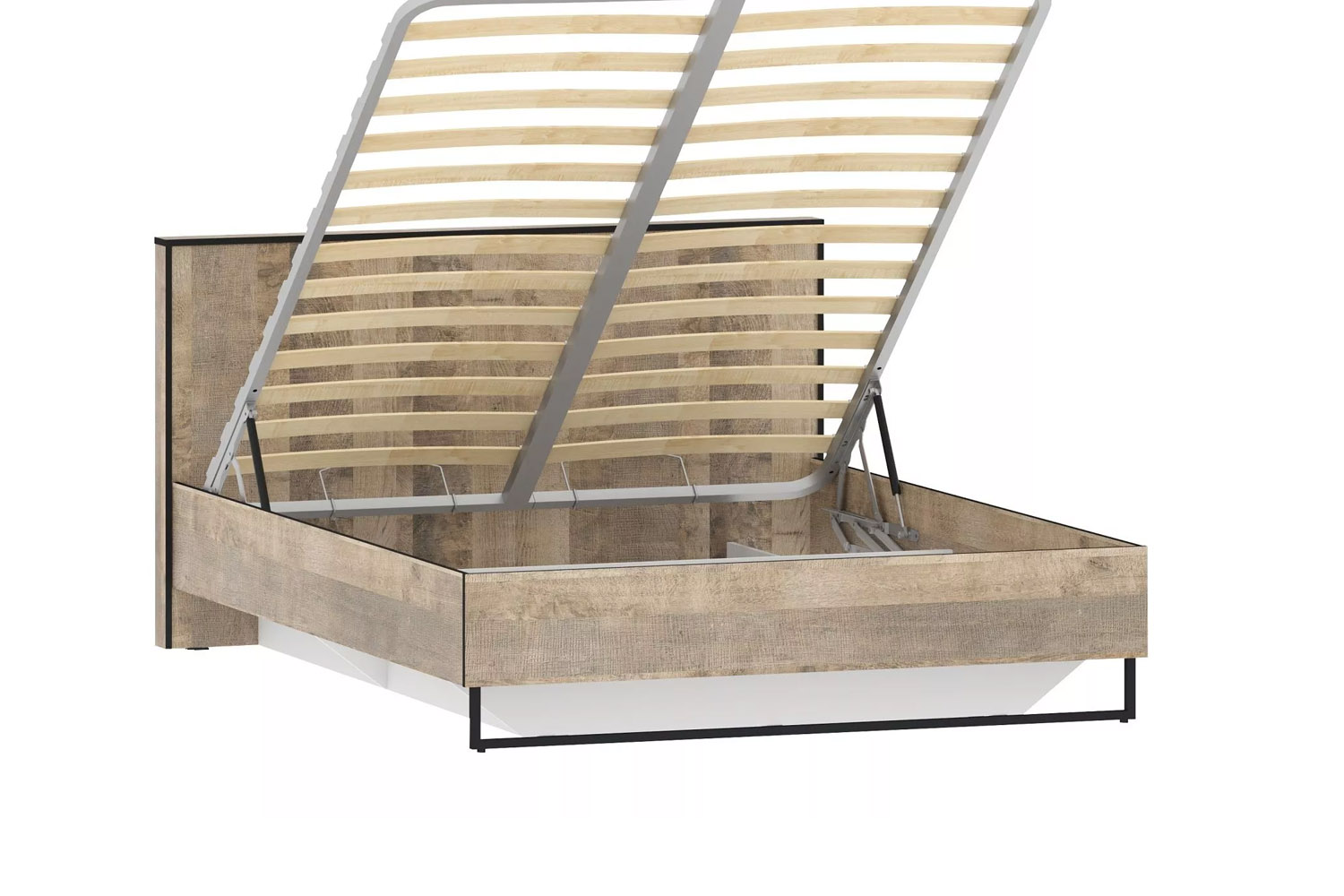 Кровать Фолк НМ 011.55 Дуб Гранж Песочный/Белый Фасадный