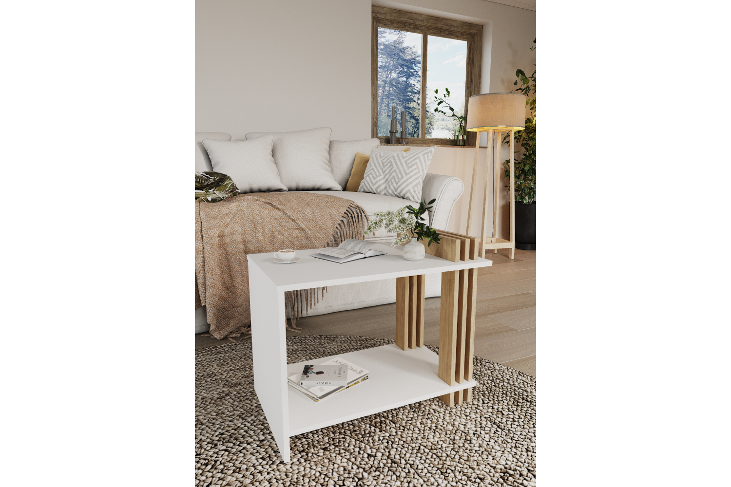 Стол журнальный Троя-520.01 Белый+Швейцарский вяз