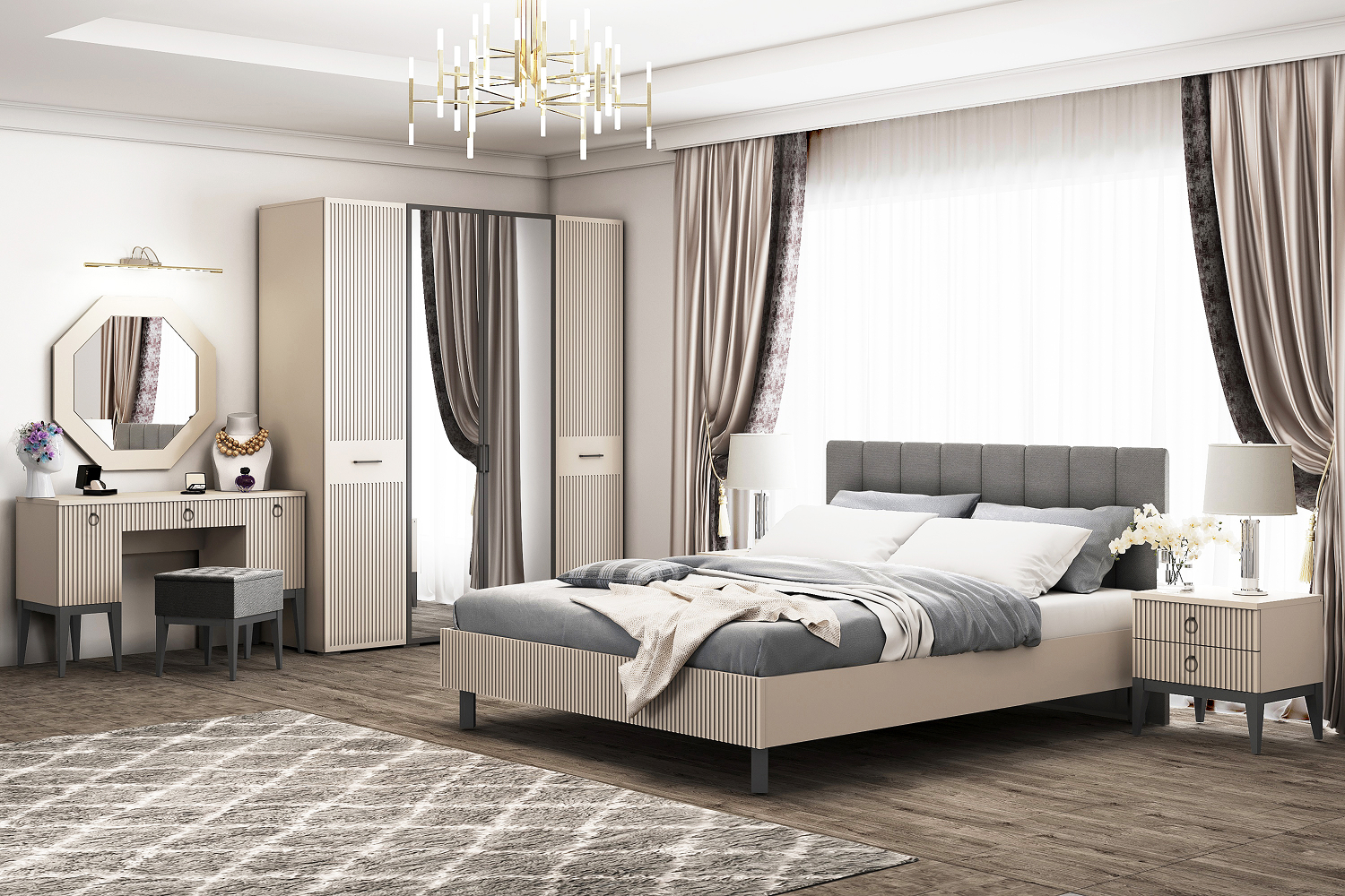 Кровать Хилтон ХТ-810.26 Кашемир Серый