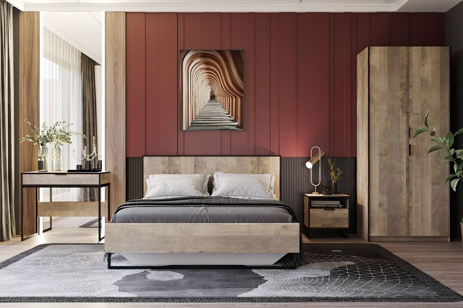 Тумба прикроватная Фолк НМ 011.36 Дуб Гранж Песочный